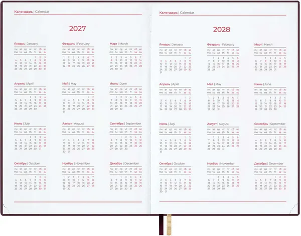 Изображение товара Ежедневник Escalada Шеврет 2027 / 73443 (176л, бордовый)