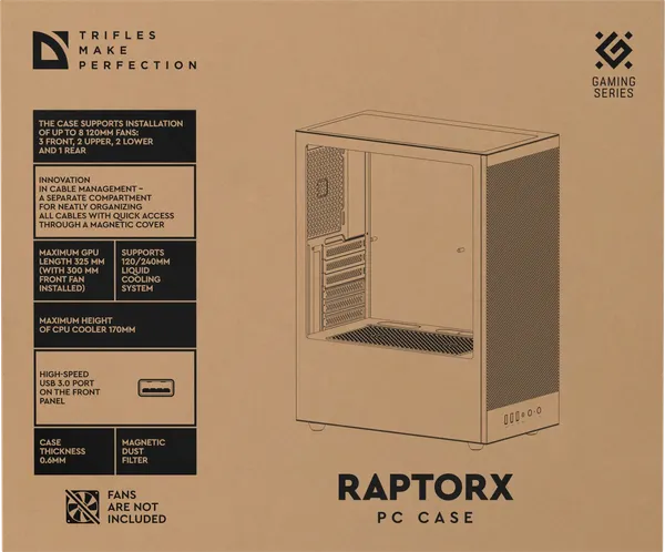 Изображение товара Корпус для компьютера Defender Miditower RaptorX / 25121 (черный)