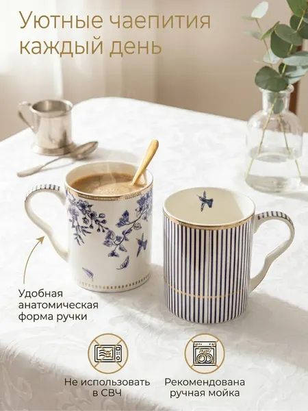 Изображение товара Набор кружек Модифай T2H52CupN01 (2шт, белый/синий)