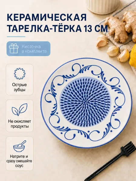 Изображение товара Тарелка-терка Модифай 13x13см / T3H52PL01 (белый/голубой)