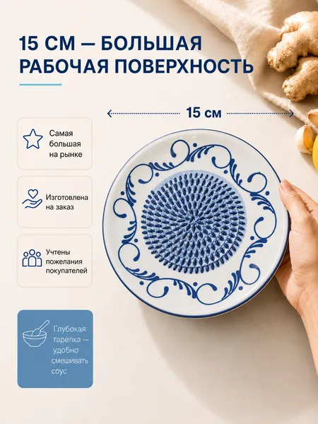 Изображение товара Тарелка-терка Модифай 15x15см / T3H52PL01 (белый/голубой)