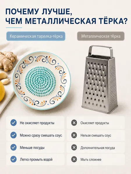 Изображение товара Тарелка-терка Модифай 15x15см / T3H52PL01 (белый/бирюзовый)