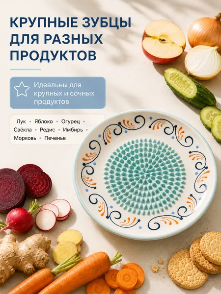 Изображение товара Тарелка-терка Модифай 15x15см / T3H52PL01 (белый/бирюзовый)