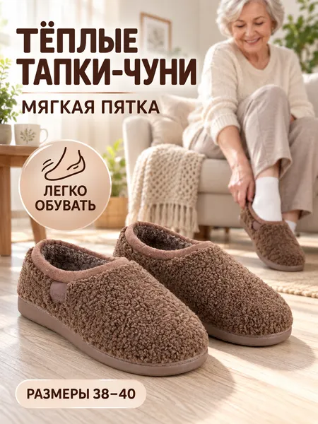 Изображение товара Тапочки домашние Модифай T3SL62U02 (р.39, 42-43, коричневый)