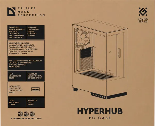 Изображение товара Корпус для компьютера Defender Miditower HyperHub / 25132 (черный)