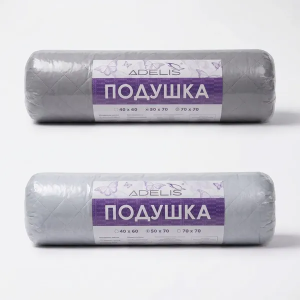 Изображение товара Подушка для сна ADELIS 50x70 / П-340 (серый, микрофибра у/степ полиэфир, тубус)