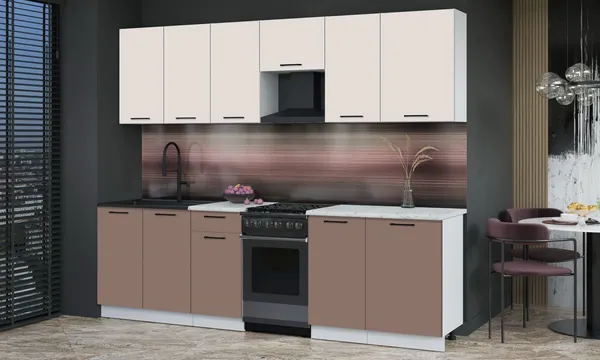 Изображение товара Кухонный гарнитур Interline Мила Optima 50-2.6 (карамель/персидский жемчуг/серый каспий)