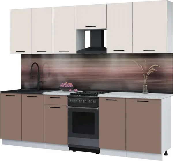 Изображение товара Кухонный гарнитур Interline Мила Optima 50-2.6 (карамель/персидский жемчуг/серый каспий)