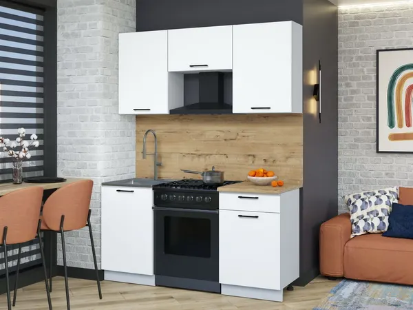 Изображение товара Кухонный гарнитур Interline Мила Optima 60-1.6 (белый платинум/белый платинум/дуб бунратти)