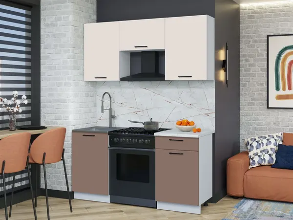 Изображение товара Кухонный гарнитур Interline Мила Optima 60-1.6 (карамель/персидский жемчуг/серый каспий)