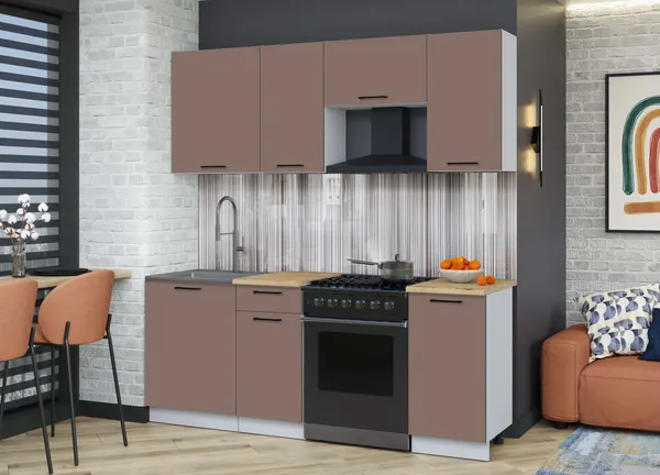 Изображение товара Кухонный гарнитур Interline Мила Optima 60-2.0  (карамель/карамель/дуб бунратти)
