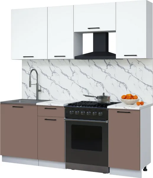 Изображение товара Кухонный гарнитур Interline Мила Optima 60-2.0  (карамель/белый платинум/белый гранит)