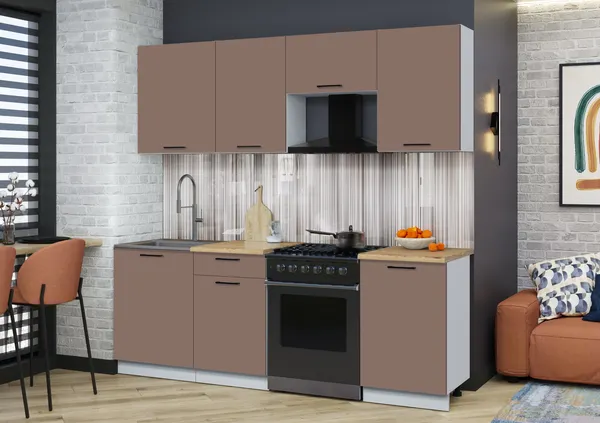 Изображение товара Кухонный гарнитур Interline Мила Optima 60-2.2  (карамель/карамель/дуб бунратти)