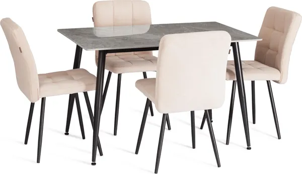 Изображение товара Обеденный стол Tetchair Austen 140х80х75 (серый/черный)