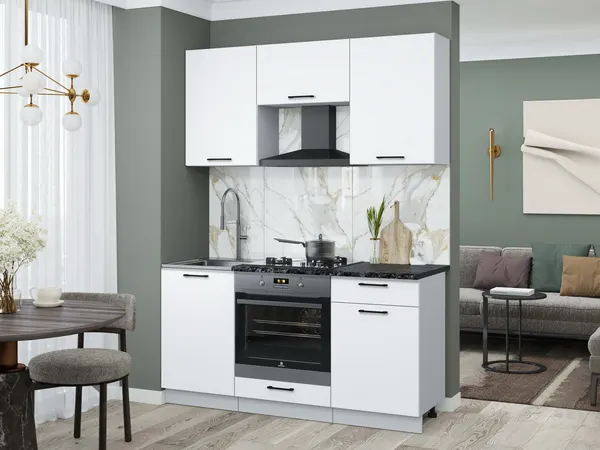 Изображение товара Кухонный гарнитур Interline Мила Optima 60Д-1.6 ( белый платинум/белый платинум/кастилло темный)