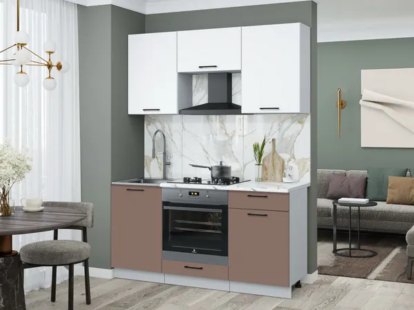 Изображение товара Кухонный гарнитур Interline Мила Optima 60Д-1.6  (карамель/белый платинум/белый гранит)