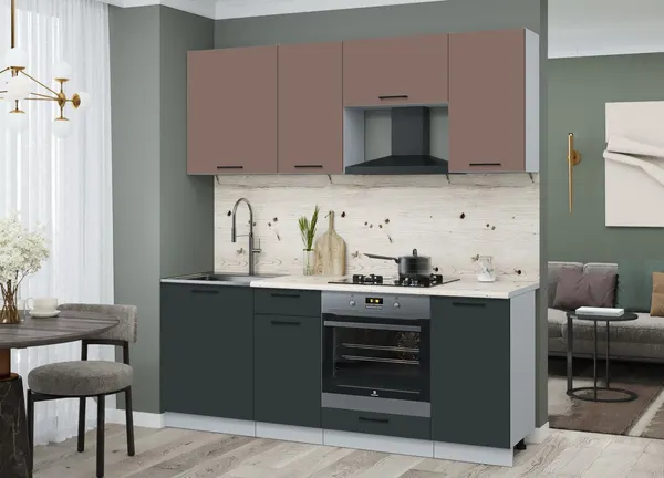 Изображение товара Кухонный гарнитур Interline Мила Optima 60Д-2.0  (антрацит/карамель/бискайская сосна)