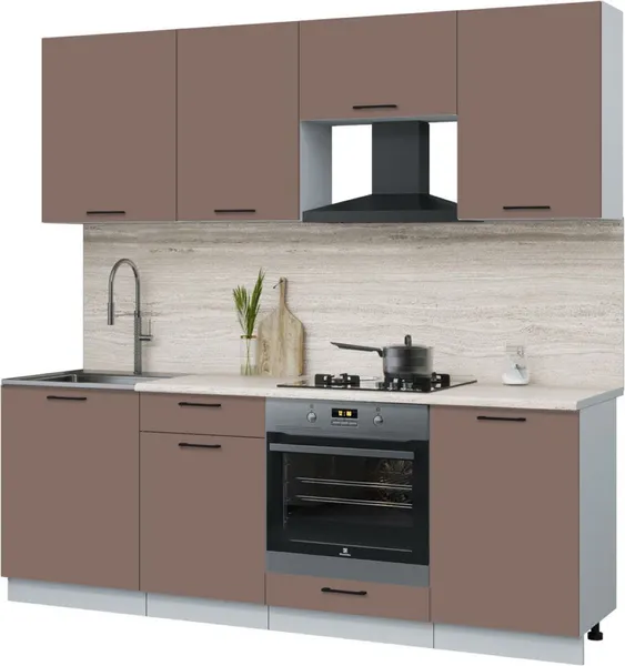 Изображение товара Кухонный гарнитур Interline Мила Optima 60Д-2.2 (карамель/карамель/травертин серый)