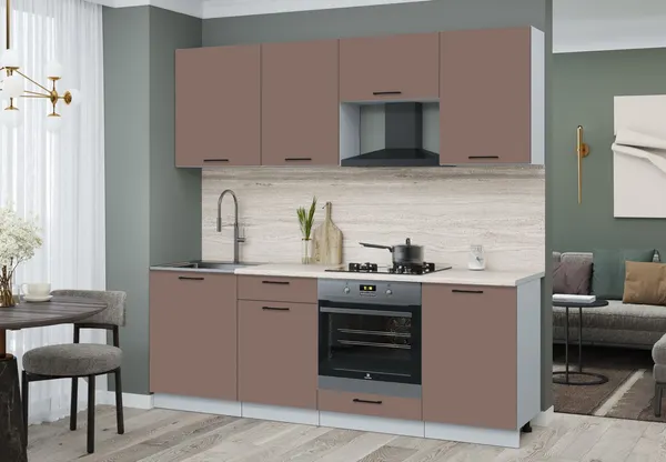 Изображение товара Кухонный гарнитур Interline Мила Optima 60Д-2.2 (карамель/карамель/травертин серый)