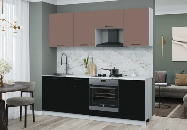Изображение товара Кухонный гарнитур Interline Мила Optima 60Д-2.2 ( черный/карамель/серый каспий)