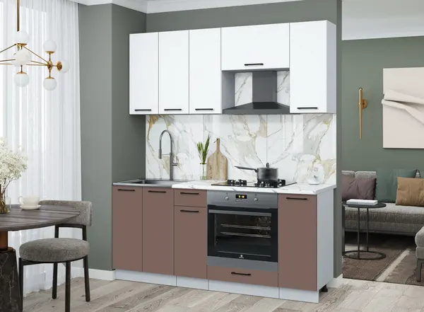 Изображение товара Кухонный гарнитур Interline Мила Optima 60Д-1.8 (карамель/белый платинум/белый гранит)