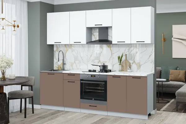 Изображение товара Кухонный гарнитур Interline Мила Optima 60Д-2.4 (карамель/белый платинум/белый гранит)