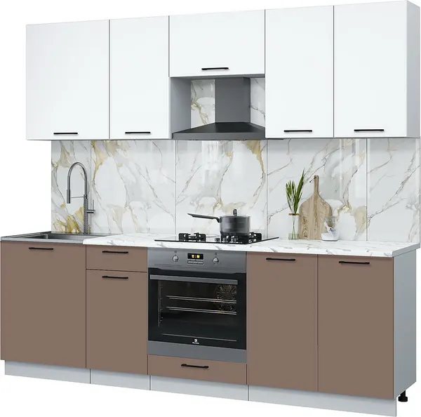 Изображение товара Кухонный гарнитур Interline Мила Optima 60Д-2.4 (карамель/белый платинум/белый гранит)
