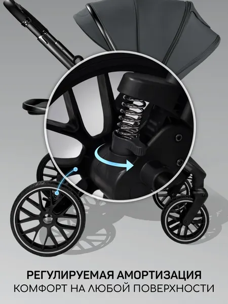 Изображение товара Детская универсальная коляска Amarobaby Phenom 2 в 1 с термолюлькой / AB26-10PHENOM/10 (графит)