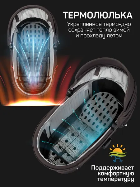 Изображение товара Детская универсальная коляска Amarobaby Phenom 2 в 1 с термолюлькой / AB26-10PHENOM/59 (шоколадный)