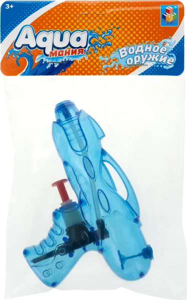 Изображение товара Бластер игрушечный 1Toy Водный Аквамания маленький / Т20105-1 (прозрачный синий)