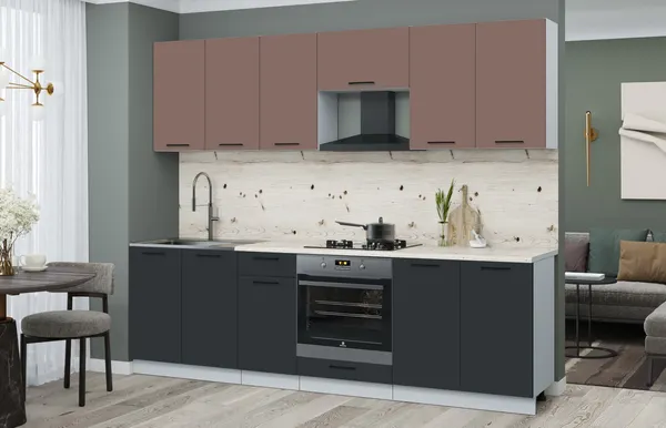Изображение товара Кухонный гарнитур Interline Мила Optima 60Д-2.6  (антрацит/карамель/бискайская сосна)