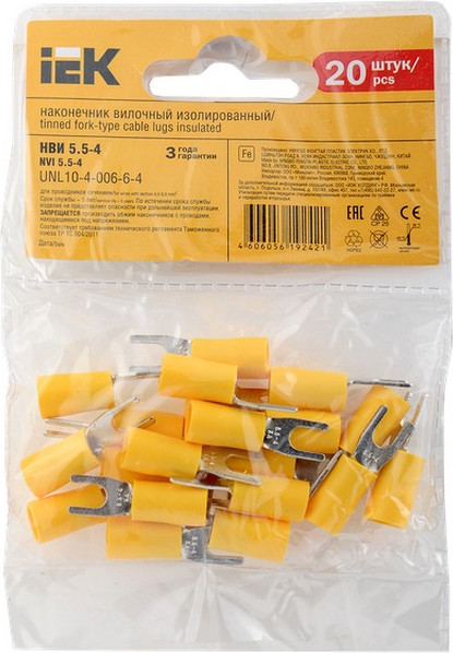 Изображение товара Набор наконечников для кабеля IEK UNL10-4-006-6-4 (20шт)