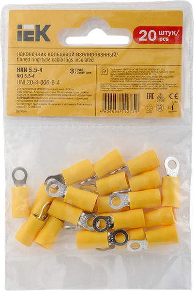 Изображение товара Набор наконечников для кабеля IEK UNL20-4-006-6-4 (20шт)