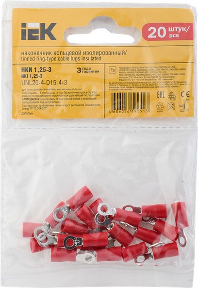 Изображение товара Набор наконечников для кабеля IEK UNL20-4-D15-4-3 (20шт)