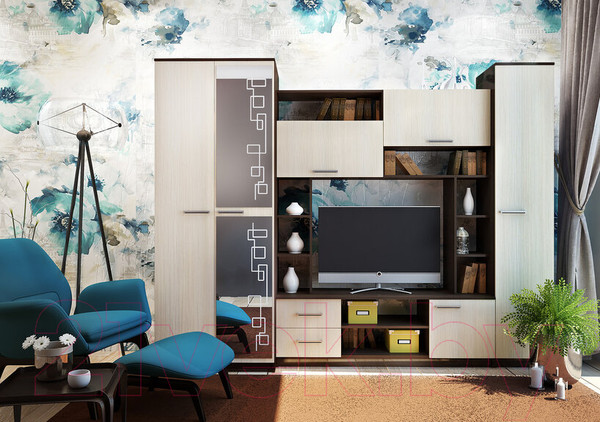 Изображение товара Стенка Горизонт Мебель Флора (венге/дуб)