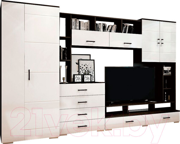 Изображение товара Стенка Горизонт Мебель Коста (МДФ, венге/белый глянец)