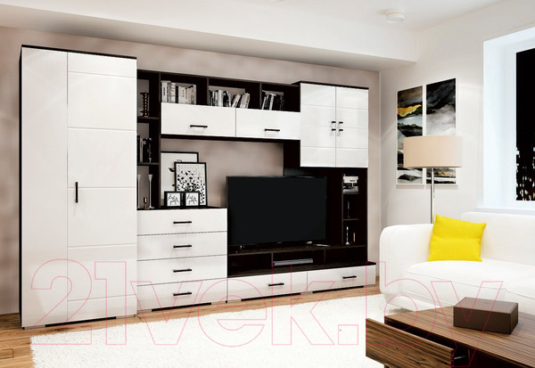 Изображение товара Стенка Горизонт Мебель Коста (МДФ, венге/белый глянец)