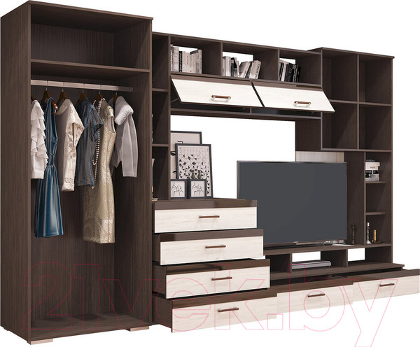 Изображение товара Стенка Горизонт Мебель Коста (МДФ, венге/белый глянец)