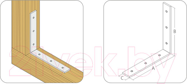 Изображение товара Уголок крепежный ЕКТ 125x125x20х4.0 / V020419 (50шт)
