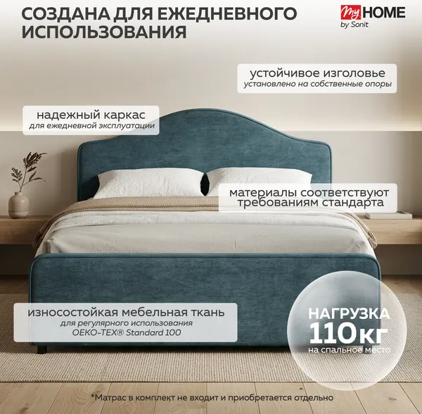Изображение товара Полуторная кровать Sonit Dana 140x200 шенилл Eclipse c ящиками (15 синий)