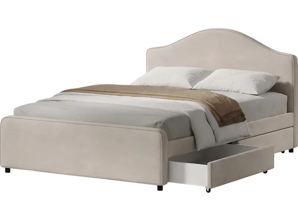 Изображение товара Двуспальная кровать Sonit Dana 180x200 шенилл Eclipse c ящиками (01 светло-бежевый)
