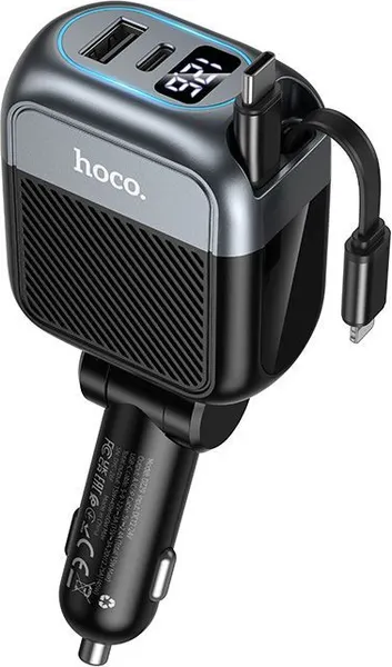 Изображение товара Автомобильное зарядное устройство Hoco DZ29 + 2 кабеля (черный)