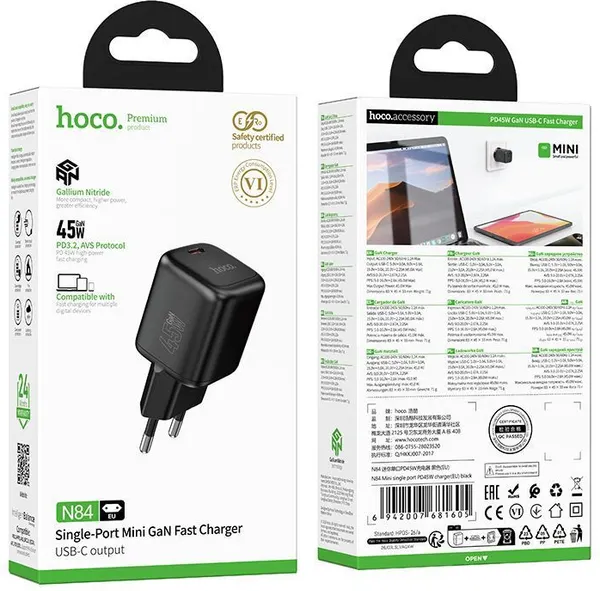 Изображение товара Зарядное устройство сетевое Hoco N84 Gan (черный)