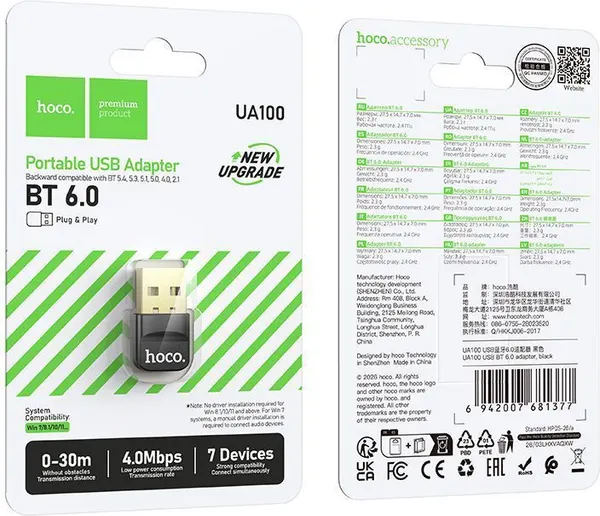 Изображение товара Bluetooth-адаптер Hoco UA100 (черный)
