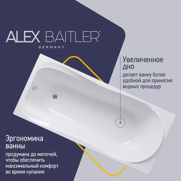 Изображение товара Ванна акриловая Alex Baitler Saima 180x80 (с каркасом, с 2 экранами)