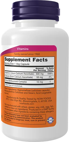 Изображение товара Комплексная пищевая добавка NOW Vitamin C-500 Calcium Ascorbate-C 500mg (100 капсул)