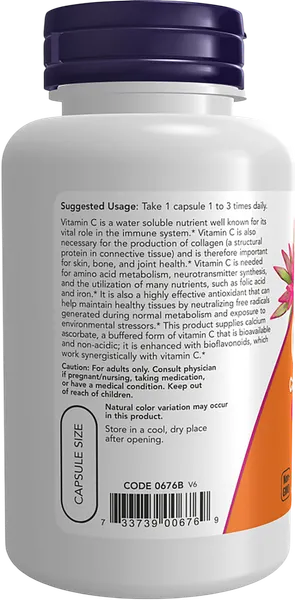 Изображение товара Комплексная пищевая добавка NOW Vitamin C-500 Calcium Ascorbate-C 500mg (100 капсул)