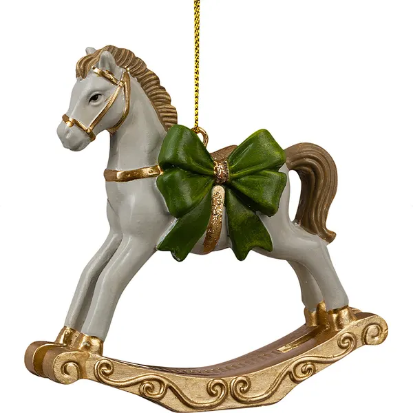 Изображение товара Елочная игрушка Erich Krause Decor. Лошадка-качалка с зеленым бантом / 66165