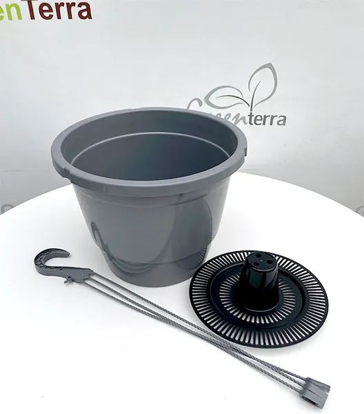 Изображение товара Вазон GreenTerra Lira-7 литое со вставкой с усами 48см (5шт, серый)