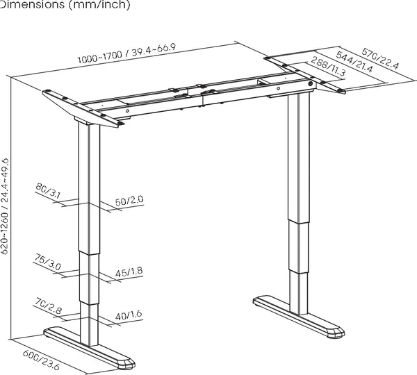 Изображение товара Подстолье Ergosmart Unique Ergo Desk (черный)